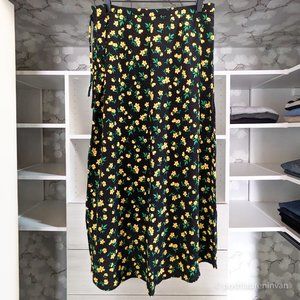 M&S Collection Floral Print Midi Skirt  *NWT* – Black and Yellow – Size 8
